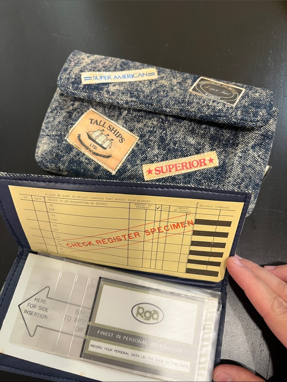 RGA vintage acid washed denim clutch bag or travel pouch from the 1980s NWT